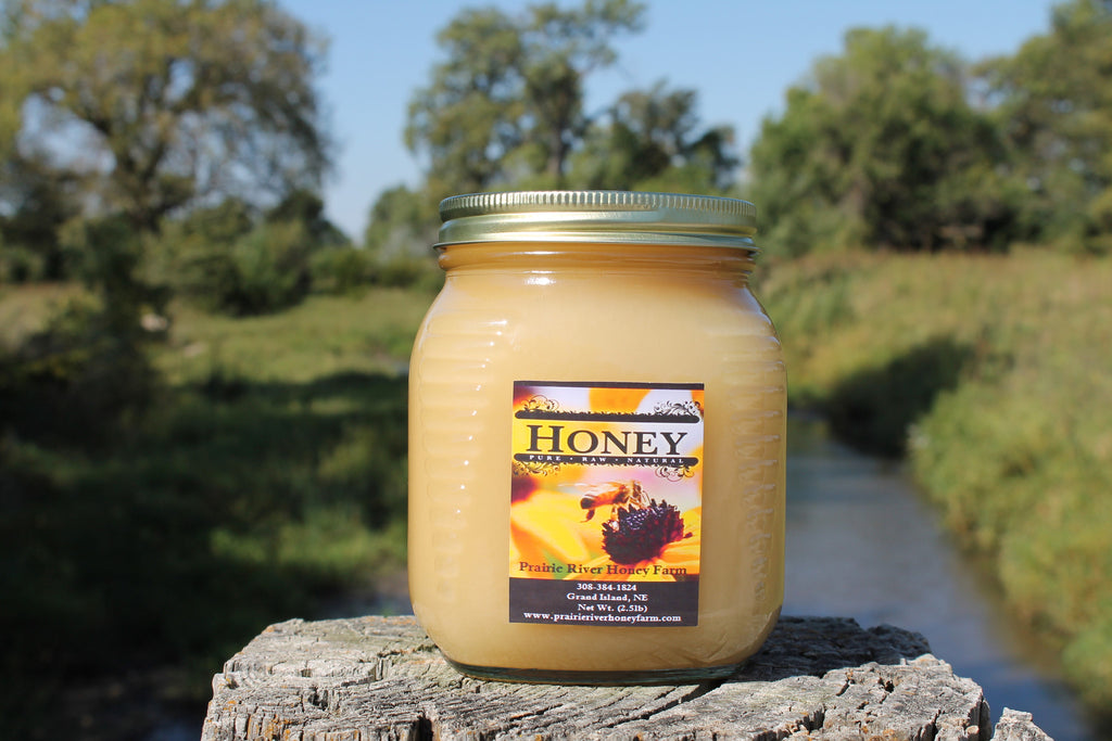 Creamed Raw Honey - Pure Natural Nebraska Honey 3lb Glass Jar